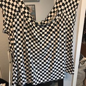 Retrolicious Checkered Boatneck Top 4XL